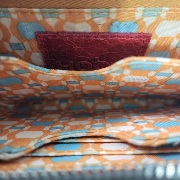 Hobo International Zip Around Wallet Grey Glazed Leather Wristlet Strap Zippered - Picture 5 of 16